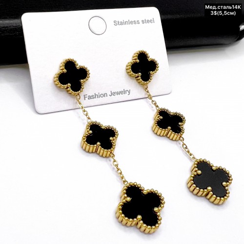 Сережки мед.сталь14К 10644 ( 5.3 см.) 